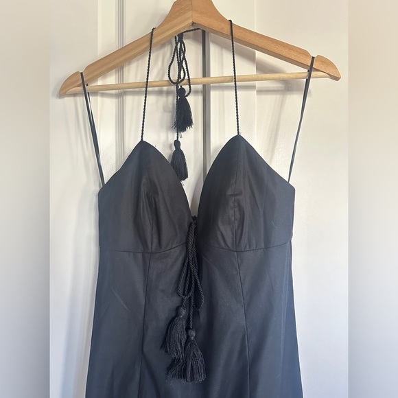 NEW Reformation Solasta Cotton Midi Halter Slip Dress Cocktail Black | size 2 - Picture 7 of 12